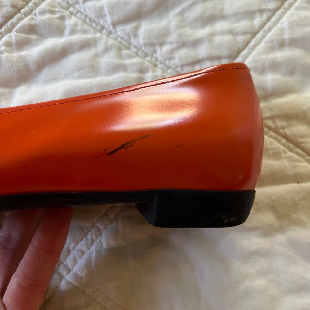 Prada Orange Leather Loafers with Silver Hardware - Picture 8 of 16